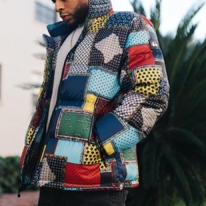 patchwork puffer coat